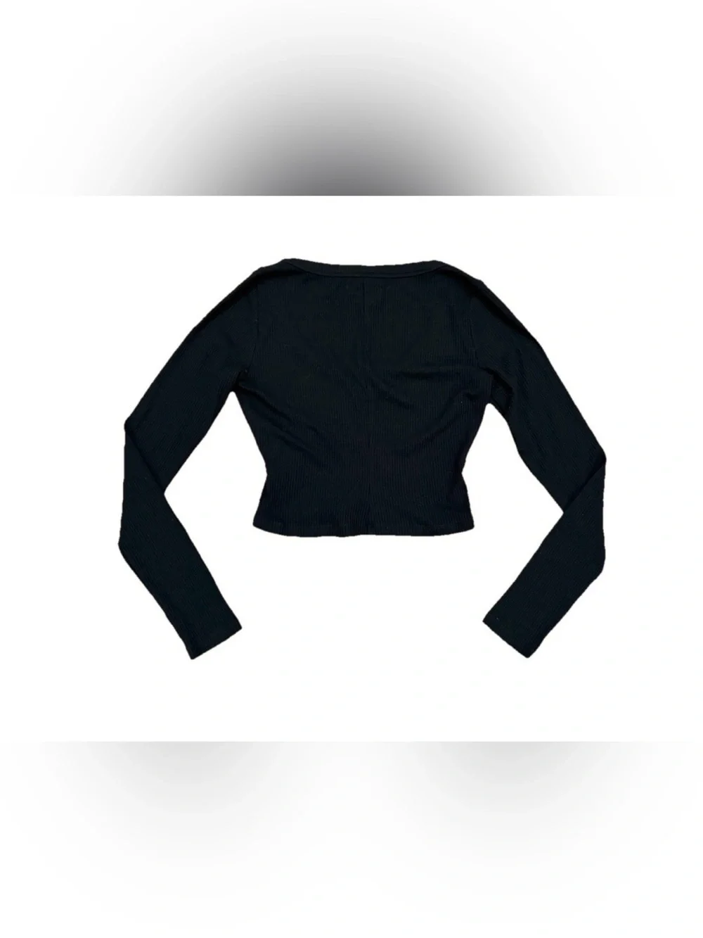 Reformation Paige Knit Long Sleeve Ribbed Crop Top Women Size Medium Black NWOT